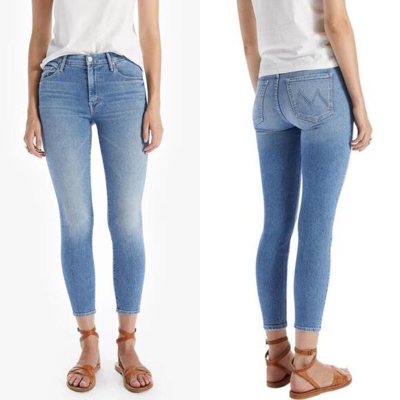 Mother The Looker Crop Skinny Jeans Independent Studies Blue Size 28 No Holes - Picture 1 of 6